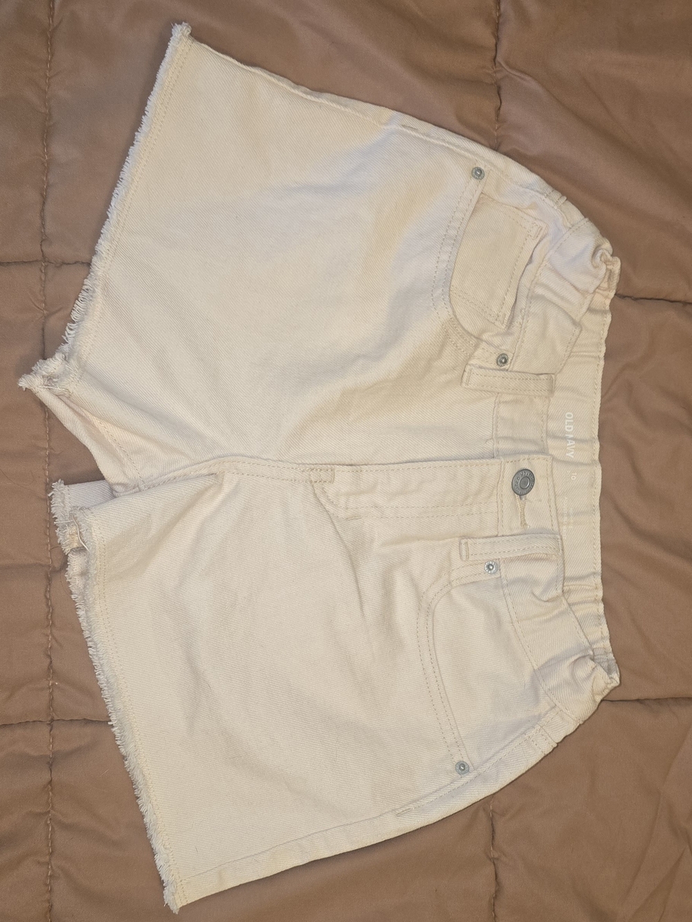 Old Navy Cream Denim Frayed-Hem Kids/Girls Shorts (10)
